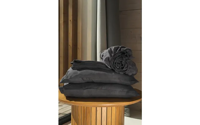 Linen Sheets Set In Charcoal Size Us Cal.king Deep Standart Pillowcases