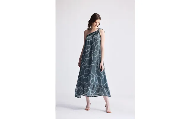One Shoulder Maxi Dress In Abstract Stripes Color Twirls And Twists Size Xl