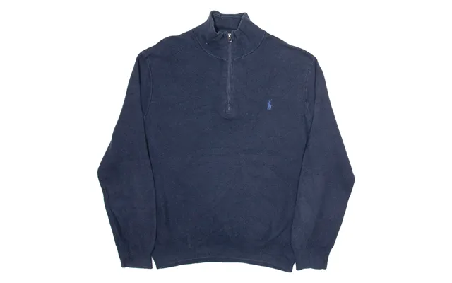 Polo Ralph Lauren Mens Jumper Blue 1 4 Zip Tight Knit L