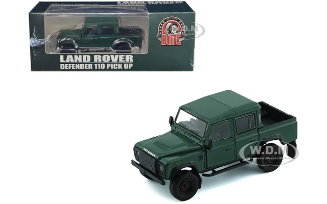 Land Rover Defender 110 Pickup Truck Green With Extra Wheels 1 64 Diecast Model Car By Bm Creations