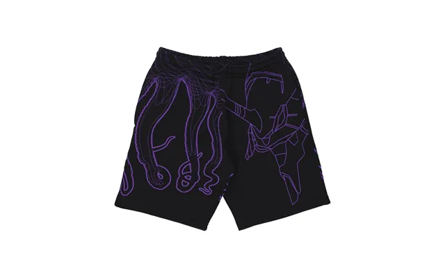 Short Tracksuit Pants Men Evangelion 01 Flowing Octopus Sweatshorts Black