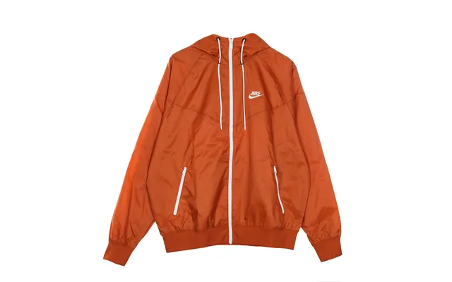 Windbreaker Men Sportswear Woven Lined Windrunner Hooded Jacket Light Sienna White