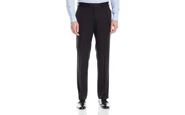 Black Men's Regular Fit Wool Dress Pants - Flat Front Style product image