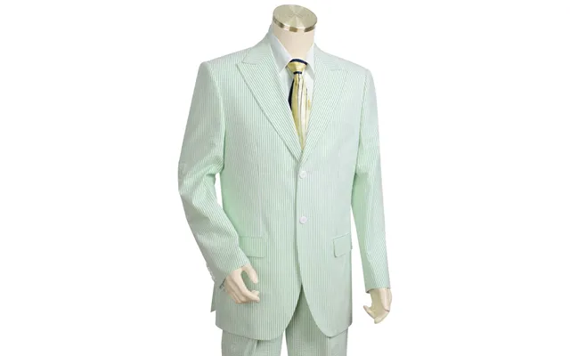 Canto Men's Seersucker 2 Piece Suit 100% Cotton Peak Lapel