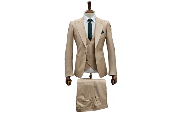 Giovanni Testi Suits With Double Breasted Vest - 3 Piece Beige