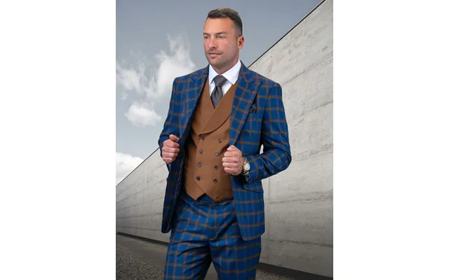 Men's 100% Wool 3 Piece Suit Vibrant Two Tone Colorway