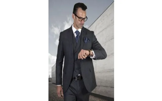 Men's 3-piece Wool Suit - Subtle Plaid Pattern Statement Collection