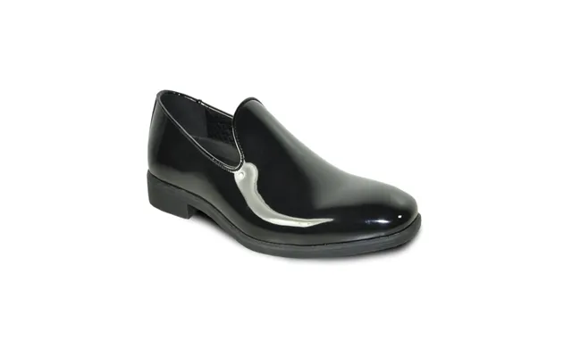 Mens Classic Plain Toe Slip On Patent Loafer Tuxedo Shoe In Black