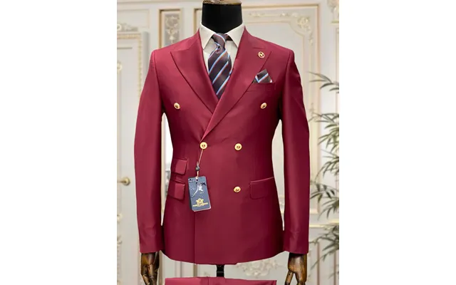 Mens Double Breasted Suit - Burgundy 1920s 1980s Style Peak Lapel Suits -  Back Side Vented  Mens Designer Modern Fit Do