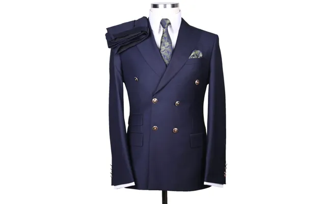 Mens Double Breasted Suit - Navy 1920s 1980s Style Peak Lapel Suits -  Back Side Vented  Mens Designer Modern Fit Double