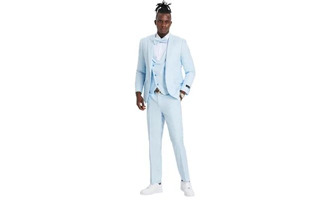 Men's Sky Blue Polka Dot Prom & Wedding Suit - One Button Double Breasted Vest product image