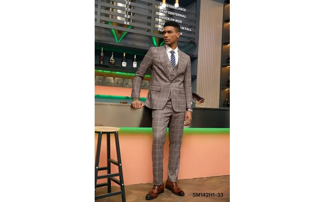 Stacy Adams Men's 3-piece Hybrid Windowpane Suit - Outlet Edition