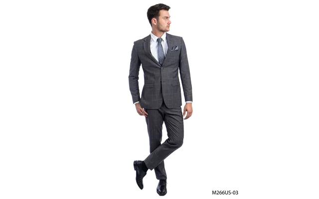 Tazio Men's Executive 3-piece Ultra-slim Fit Suit Windowpane Pattern