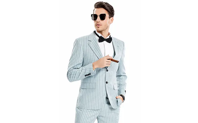 Vintage Pinstripe Suit For Men - Two Button, Wide Notch Lapel, Vested In Mint Grey product image