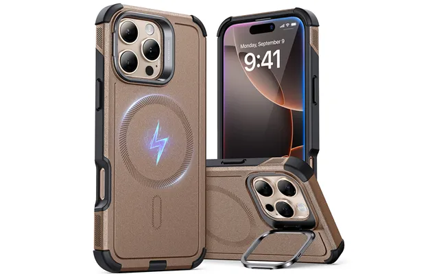 Iphone 16 Pro Max Cyber Tough Case With Stash Stand Halolock Rose Gold product image