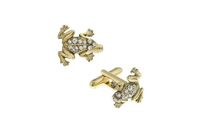 14k Gold Dipped Crystal Frog Cufflinks