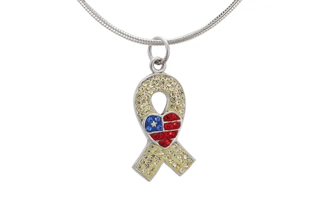 American Heart Yellow Ribbon Crystal & Sterling Necklace - Pendant Only