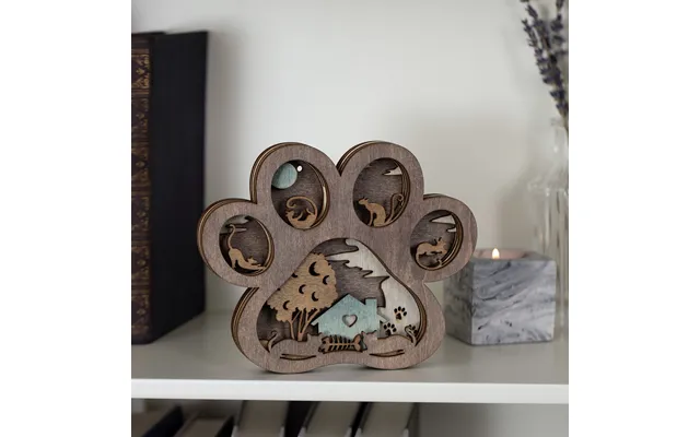 Baltic Basswood Paw Print Shelf Sitter - Cat