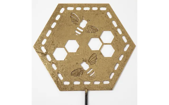 Bees & Honeycomb Gold Laser Cut Garden Stake - Two Bees & Honeycombs