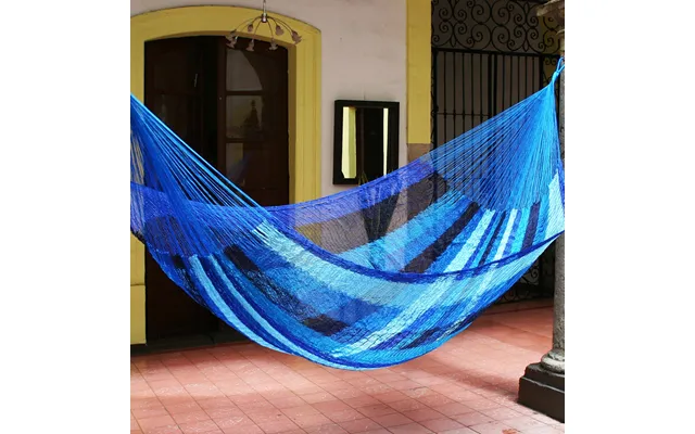 Blue Caribbean Hand Woven Mayan Rope 2 Person Hammock