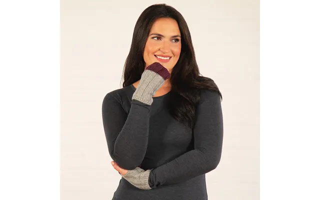 Braided Two-toned Baby Alpaca Fingerless Mittens - Purple