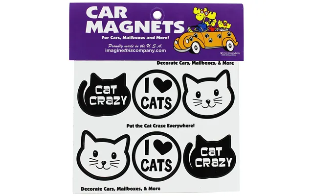 Cat Crazy Mini Car Magnets - Set Of 6