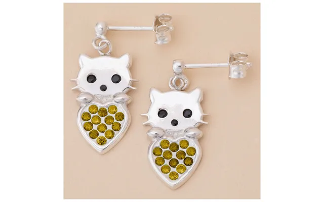 Cat & Heart Birth Month Sterling Earrings - November
