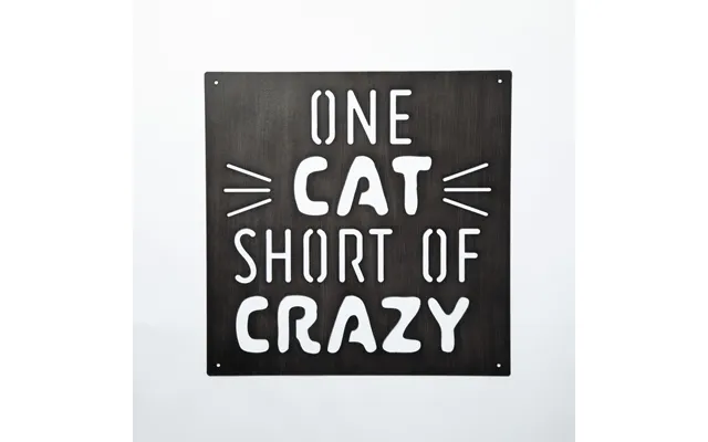 Cat Lover Outdoor Wall Decor Sign - One Cat Short Of Crazy