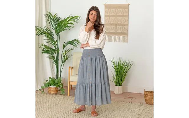 Chambray Button Down Long Skirt - 3x