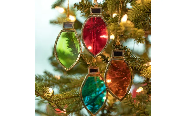 Christmas Bulbs Stained Glass Ornaments - Set Of 4 Handmade, Fair Trade