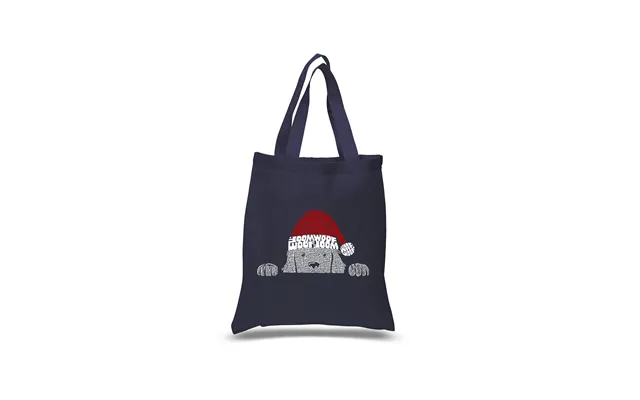 Christmas Peeking Dog - Small Word Art Tote Bag