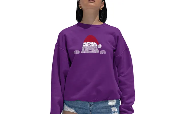 Christmas Peeking Dog - Women's Word Art Crewneck Sweatshirt