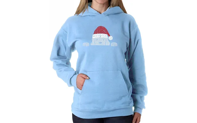 Christmas Peeking Dog - Women's Word Art Hooded Sweatshirt