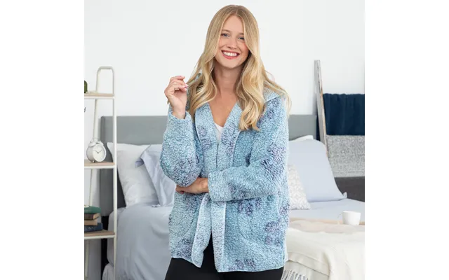 Cozy In Paws Plush Sherpa Fleece Open Jacket With Pockets - Blue