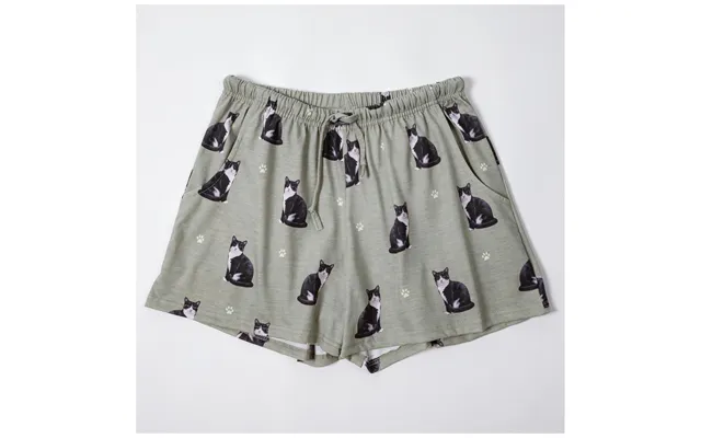 Cute Cat Lounge Shorts - Black & White Cat