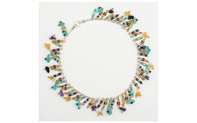 Dangling Gemstones Hand Beaded Anklet - Blue