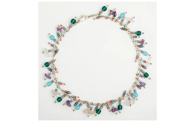 Dangling Gemstones Hand Beaded Anklet - Multicolor Stripes