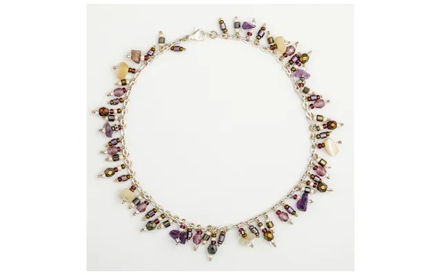 Dangling Gemstones Hand Beaded Anklet - Purple