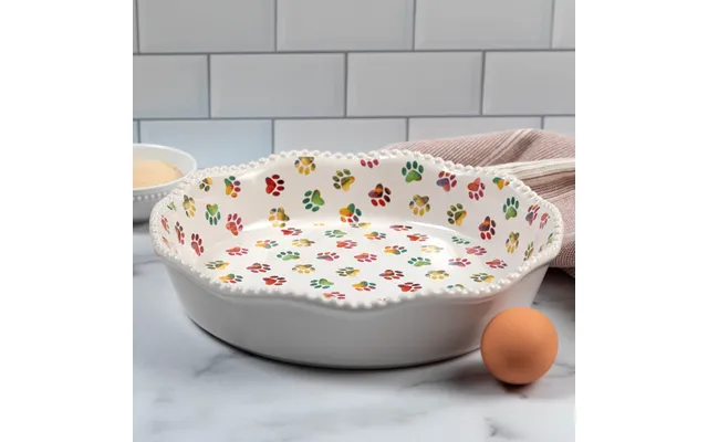 Decorative 10 Ceramic Pie Plate - Rainbow Ombre Paws