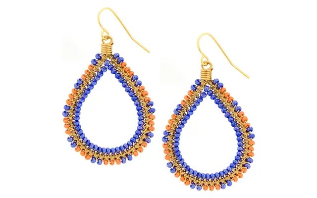 Double Beaded Teardrop Earrings - Blue