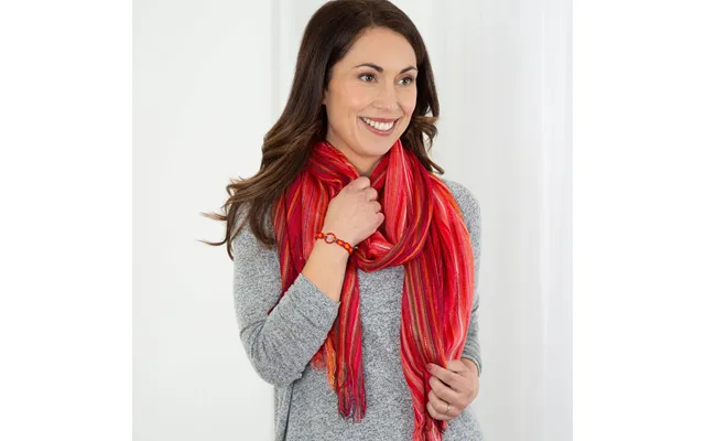 Dreaming Colors Hand-loomed Scarf & Bracelet Set - Red