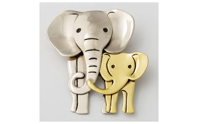 Elephant Parent & Baby Mixed Metal Pin