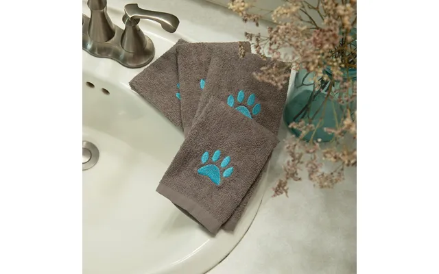 Embroidered Paw Wash Cloth - Set Of 4
