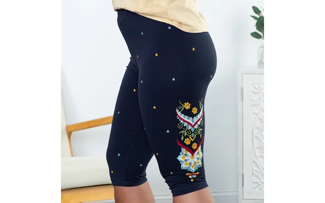Embroidered Stretch Capris - Navy