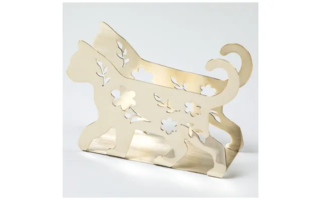 Fancy Cat Mixed Metal Napkin Holder - Silver