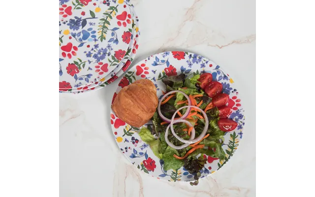Flower Garden Paws Melamine Dinnerware Set - Set Of 4