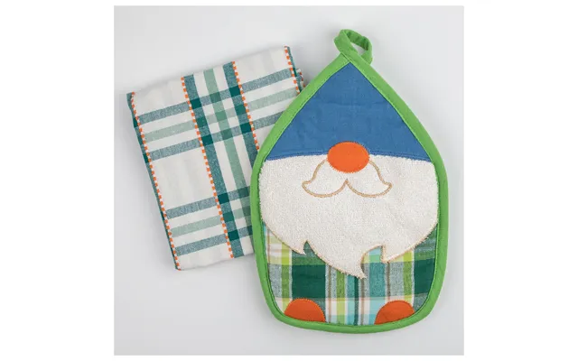 Garden Gnome Pot Holder & Dish Towel Set