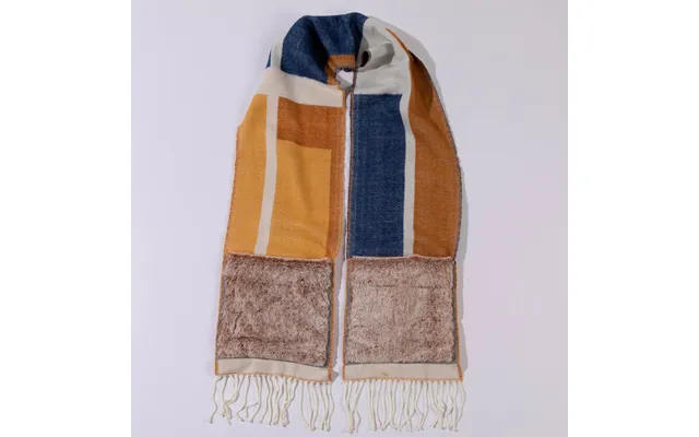 Geometric Print Pocket Scarf - Navy