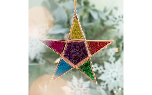 Glass Moravian Rainbow Star Ornament - L