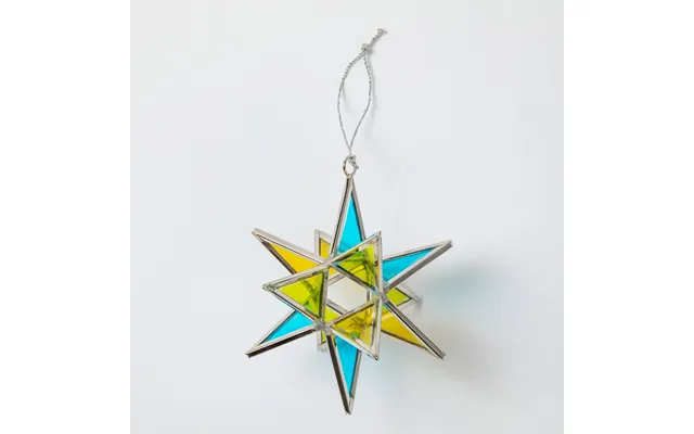 Glass Moravian Star Ornament Fair Trade - Blue & Green